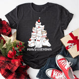 Meowy Christmas Shirt, Cat Tree Christmas T-Shirt