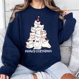 Meowy Christmas Shirt, Cat Tree Christmas T-Shirt