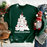 Meowy Christmas Shirt, Cat Tree Christmas T-Shirt