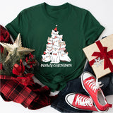 Meowy Christmas Shirt, Cat Tree Christmas T-Shirt