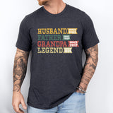 Husband Father Grandpa Legend Shirt, Grandfather Custom Dates Tees