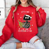 It's Fine I'm Fine Everything Is Fine Christmas Cat Shirt