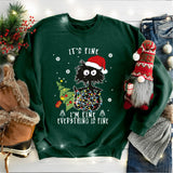 It's Fine I'm Fine Everything Is Fine Christmas Cat Shirt