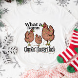What A Damn Cluckin Fluster Fluck Christmas Lights Shirt