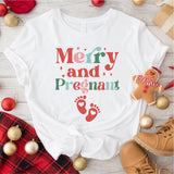 Merry and Pregnant T-Shirt, Pregnant Christmas Shirt