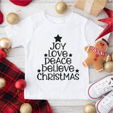 Peace Love Joy Christmas Tree Shirt, Xmas Tee