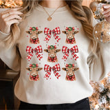Christmas Bow And Highland Cow Shirt, Country Christmas Tees, Western Christmas shirt