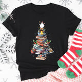 Book Christmas Tree T-Shirt, Book Lover Christmas Gift Shirt, Christmas Book Lover Shirt