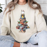 Book Christmas Tree T-Shirt, Book Lover Christmas Gift Shirt, Christmas Book Lover Shirt