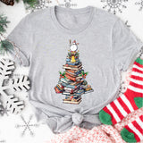 Book Christmas Tree T-Shirt, Book Lover Christmas Gift Shirt, Christmas Book Lover Shirt