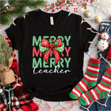 Merry Teacher Shirt, Christmas Teacher Shirt, Xmas School Shirt