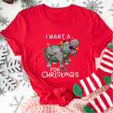 I Want A Hippopotamus For Christmas Shirt, Hippo Christmas Lights Shirt
