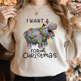I Want A Hippopotamus For Christmas Shirt, Hippo Christmas Lights Shirt
