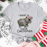 I Want A Hippopotamus For Christmas Shirt, Hippo Christmas Lights Shirt