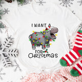 I Want A Hippopotamus For Christmas Shirt, Hippo Christmas Lights Shirt
