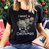 I Want A Hippopotamus For Christmas Shirt, Hippo Christmas Lights Shirt