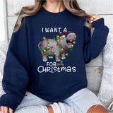 I Want A Hippopotamus For Christmas Shirt, Hippo Christmas Lights Shirt