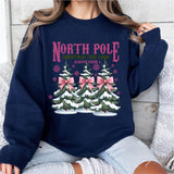 North Pole Farm Fresh Christmas Sweatshirt, Pink Christmas Coquette Shirt