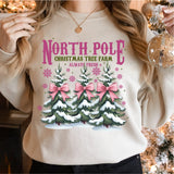 North Pole Farm Fresh Christmas Sweatshirt, Pink Christmas Coquette Shirt