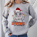 Want A Hippopotamus For Christmas Shirt, Hippo Christmas Lights Shirt