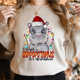 Want A Hippopotamus For Christmas Shirt, Hippo Christmas Lights Shirt