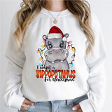 Want A Hippopotamus For Christmas Shirt, Hippo Christmas Lights Shirt