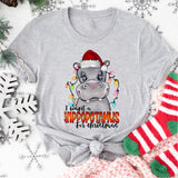 Want A Hippopotamus For Christmas Shirt, Hippo Christmas Lights Shirt