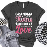 Grandma Of Twins Double The Love Shirt, Grandparents Day Shirt
