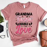 Grandma Of Twins Double The Love Shirt, Grandparents Day Shirt