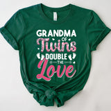 Grandma Of Twins Double The Love Shirt, Grandparents Day Shirt