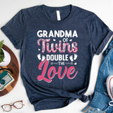 Grandma Of Twins Double The Love Shirt, Grandparents Day Shirt