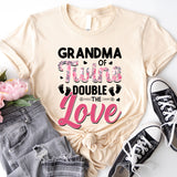 Grandma Of Twins Double The Love Shirt, Grandparents Day Shirt