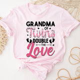 Grandma Of Twins Double The Love Shirt, Grandparents Day Shirt