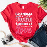 Grandma Of Twins Double The Love Shirt, Grandparents Day Shirt