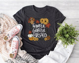 Grateful Thankful Blessed, Thanksgiving Teacher Shirt, Thanksgiving Shirt, Thanksgiving Tee, Fall Shirt, Thanksgiving Gift, Thankful T-Shirt - Nesta Tees