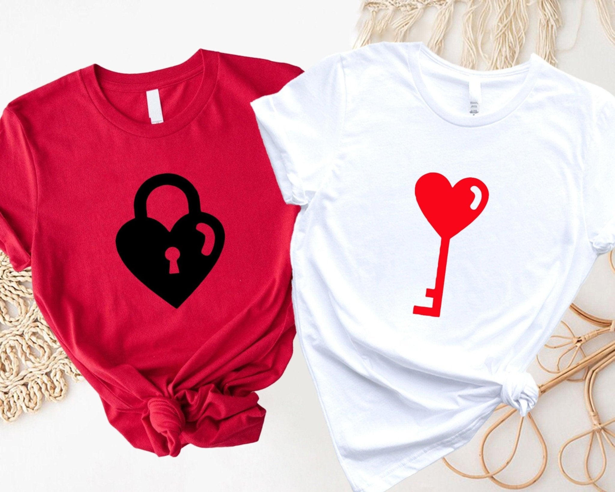 Love Lock & Love Key Shirt, Valentine's Day Shirt, Matching Shirts, Love Shirt, Key To My Heart Shirt, Couple Shirts, His And Hers Shirts - Nesta Tees