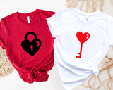 Love Lock & Love Key Shirt, Valentine's Day Shirt, Matching Shirts, Love Shirt, Key To My Heart Shirt, Couple Shirts, His And Hers Shirts - Nesta Tees
