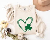 Heart Clover Shirt, St Paddy's Shirt, Shamrock Heart Shirt, St Patrick's Day Shirt, Lucky Clover Heart Shirt, Irish Family Gift, St Patty's - Nesta Tees