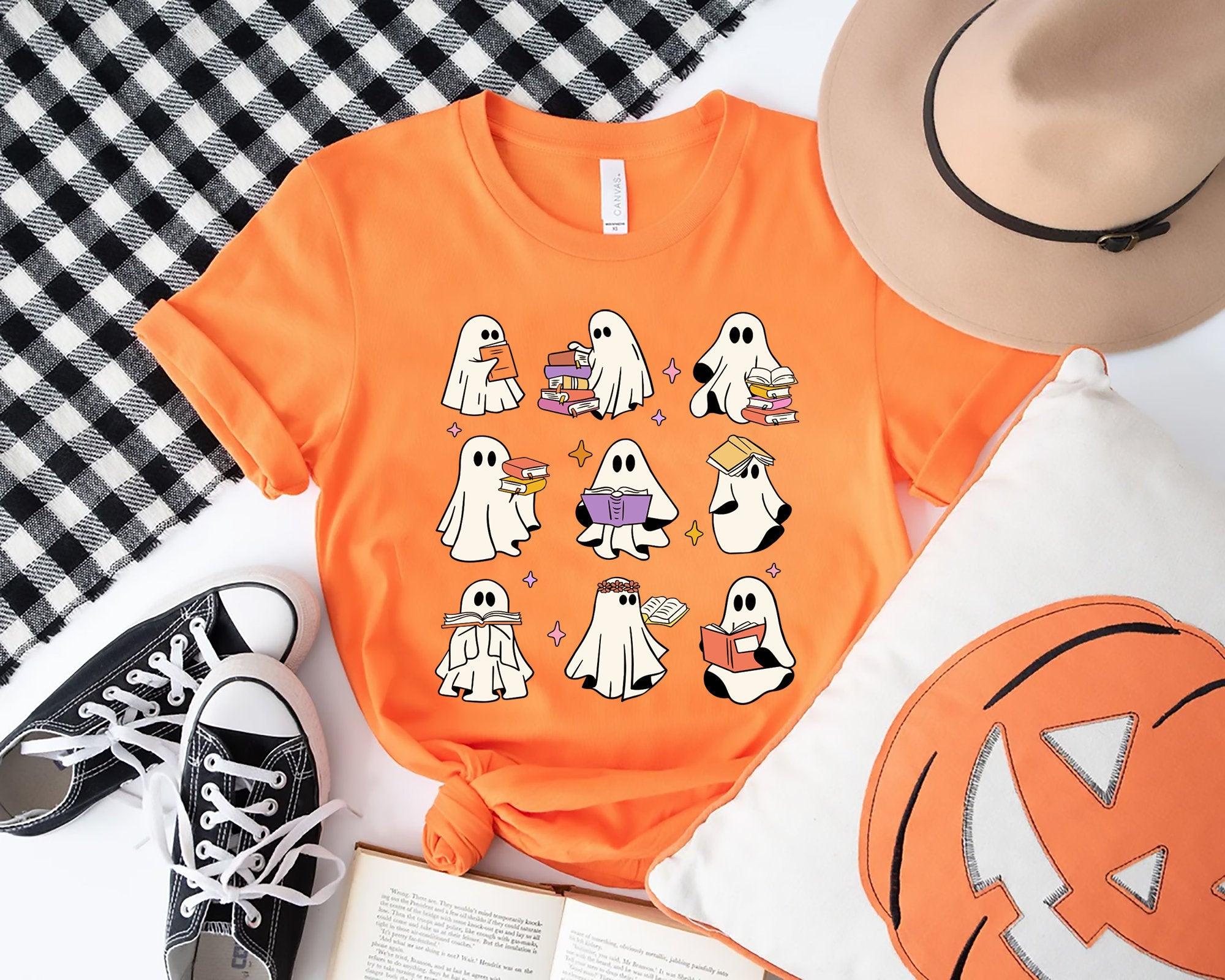 Halloween Teacher Shirt, Ghost Book Shirt, Bookworm Shirt, Reading Shirt, Book Lover Gift, Ghost Reading Books, Bookish Halloween T-Shirt - Nesta Tees