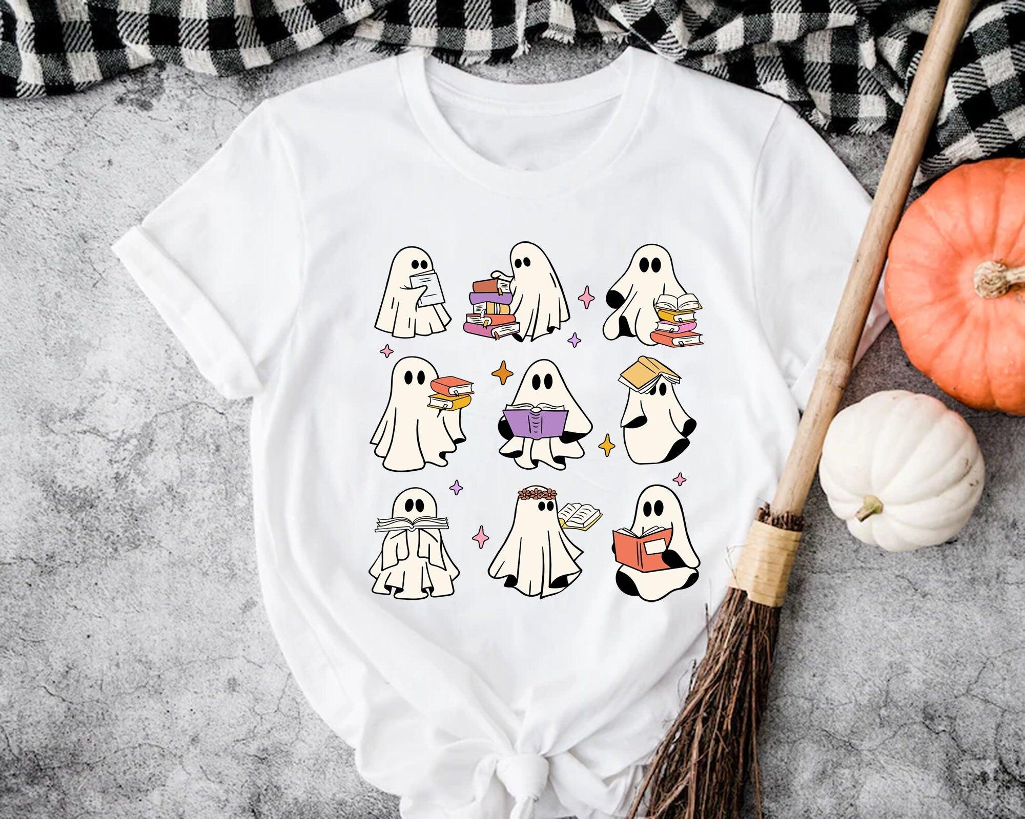 Halloween Teacher Shirt, Ghost Book Shirt, Bookworm Shirt, Reading Shirt, Book Lover Gift, Ghost Reading Books, Bookish Halloween T-Shirt - Nesta Tees