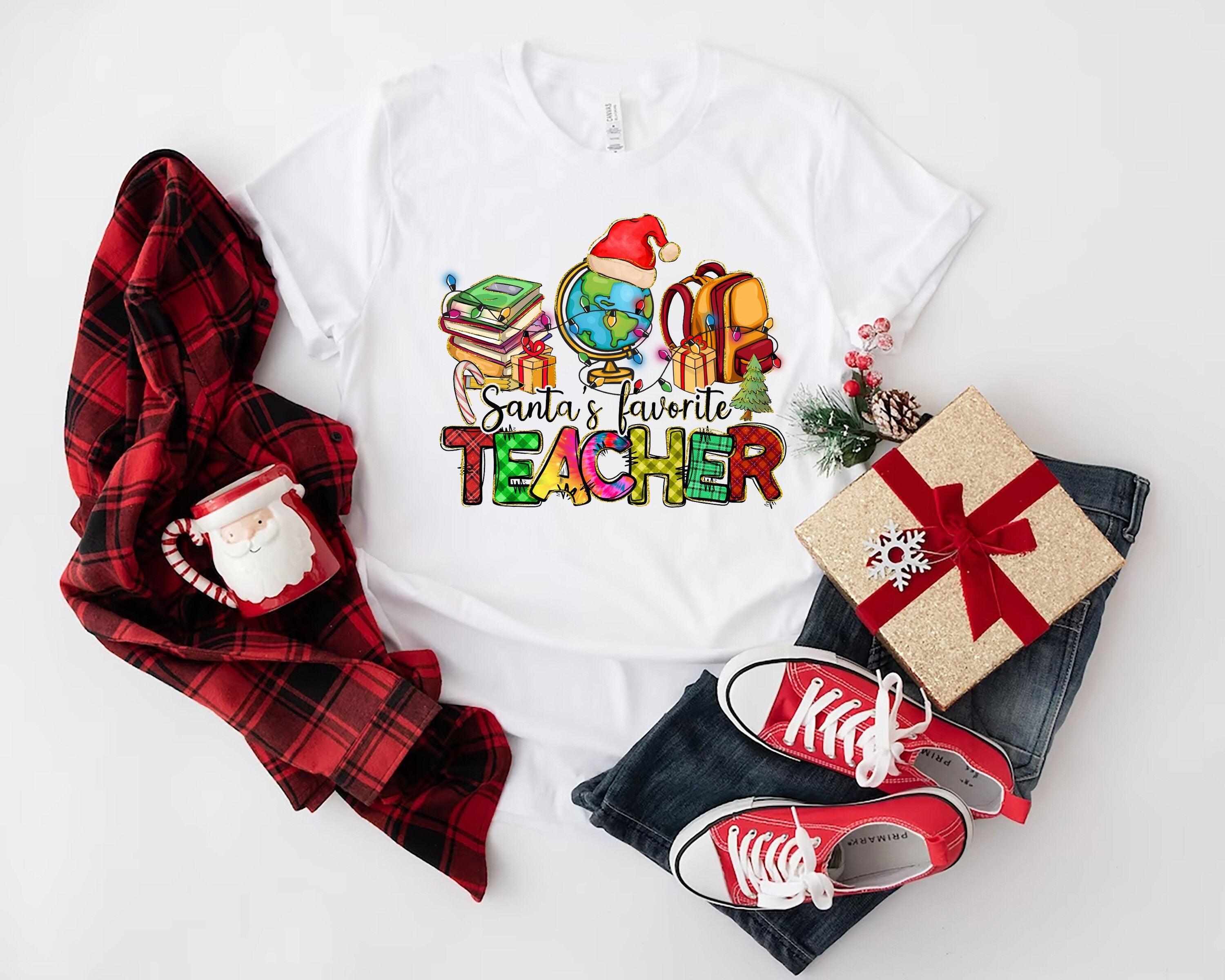 Santa's Favorite Teacher T-Shirt, Teacher Christmas Shirt, Holly Jolly Teacher Tee - Nesta Tees
