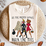 All The Pretty Ghouls Walk Like This Girls Skeleton Shirt