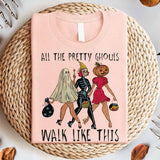 All The Pretty Ghouls Walk Like This Girls Skeleton Shirt