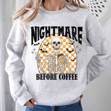 Nightmare Before Coffee Shirt, Skeleton Halloween Shirt