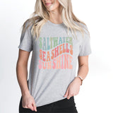 Saltwater Seashells Sunshine Shirt, Beach Vacation Tee, Sun Sand Salt Beach Shirt