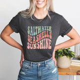 Saltwater Seashells Sunshine Shirt, Beach Vacation Tee, Sun Sand Salt Beach Shirt