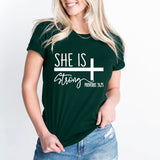 She is Strong T-Shirt, Christian Girl T-Shirt, Strong Women Shirt, Faith Shirt