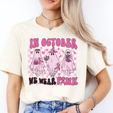 In October We Wear Pink Shirt, Halloween Breast Cancer Awareness Shirt