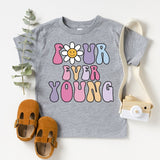 Four Ever Young T-Shirt, 4th Birthday Shirt, 4 Years Old Tee, Kids Birthday Party Shirt