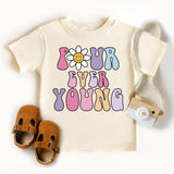 Four Ever Young T-Shirt, 4th Birthday Shirt, 4 Years Old Tee, Kids Birthday Party Shirt